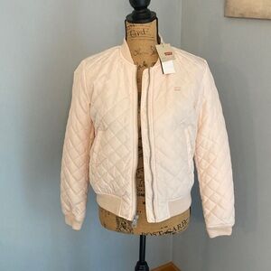 Levi's NWT Blush Pink Quilted Bomber Jacket Women Size Small